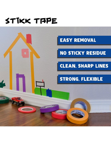 Cinta de Pintor STIKK - Paquete de 3 Cintas Azules 0.6 cm x 54.86 m