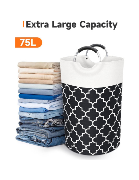 Cesta de Ropa Plegable Fabspace 75L Impermeable Negra