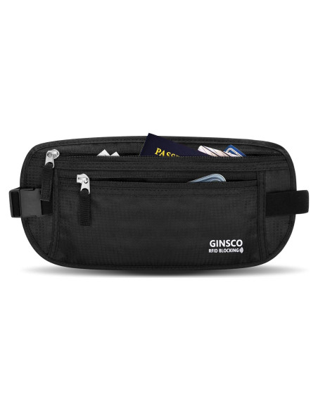 Cinturón de Dinero Oculto Ginsco Negro Antirrobo 28.5x14cm