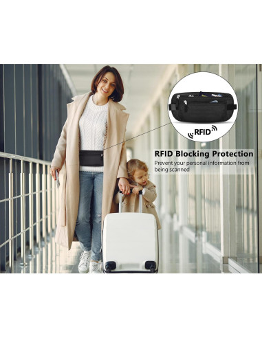 Cinturón de Dinero Oculto Ginsco Negro Antirrobo 28.5x14cm