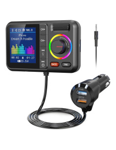 Transmisor FM Bluetooth Nulaxy KM28 con Pantalla Color y Carga Rápida