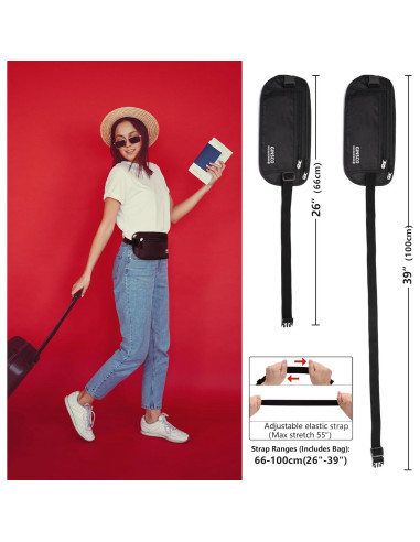 Cinturón de Dinero Oculto Ginsco Negro Antirrobo 28.5x14cm