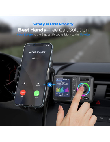 Transmisor FM Bluetooth Nulaxy KM28 con Pantalla Color y Carga Rápida