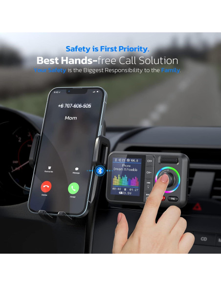 Transmisor FM Bluetooth Nulaxy KM28 con Pantalla Color y Carga Rápida