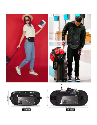 Cinturón de Dinero Oculto Ginsco Negro Antirrobo 28.5x14cm