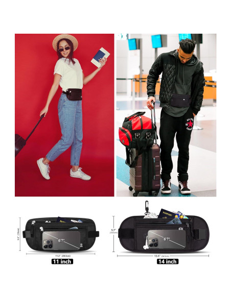 Cinturón de Dinero Oculto Ginsco Negro Antirrobo 28.5x14cm