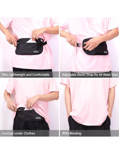 Cinturón de Dinero Oculto Ginsco Negro Antirrobo 28.5x14cm