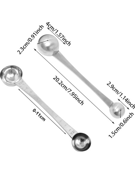 Cucharada Medidora de Acero Inoxidable Honbay Doble Cabeza 5ml y 15ml
