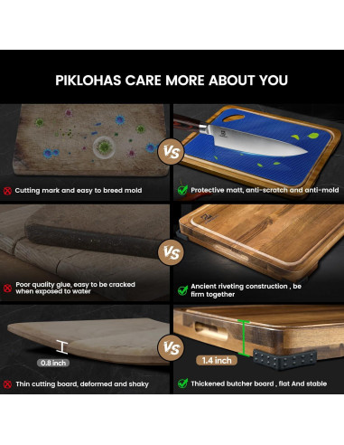 Juego de Tablas de Cortar Piklohas de Madera Acacia 7 Piezas