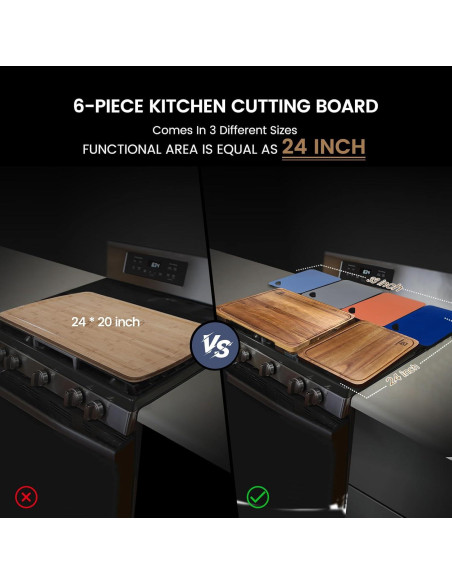 Juego de Tablas de Cortar Piklohas de Madera Acacia 7 Piezas