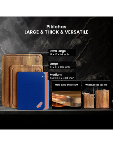 Juego de Tablas de Cortar Piklohas de Madera Acacia 7 Piezas