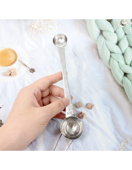 Cucharada Medidora de Acero Inoxidable Honbay Doble Cabeza 5ml y 15ml