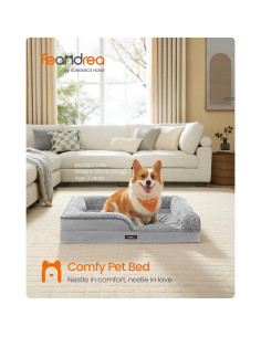 Cama ortopédica para perros Feandrea M 71x58 cm gris paloma 2
