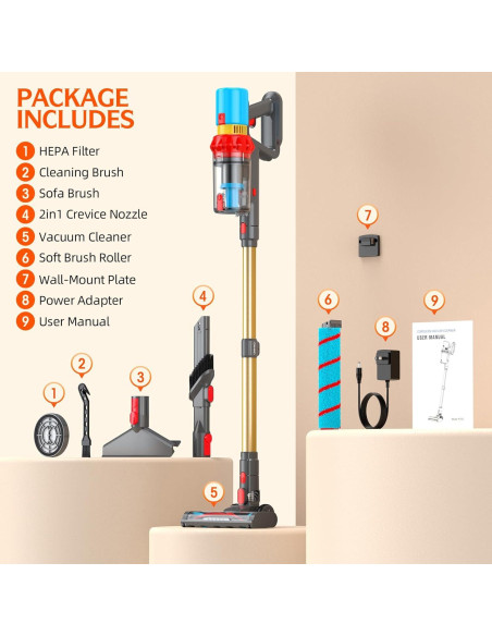 Aspiradora Inalámbrica KZJKZJ K10S 550W 70Min HEPA
