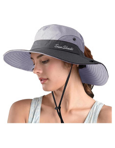 Sombrero de sol ZOORON para mujer con coleta y protección UV
