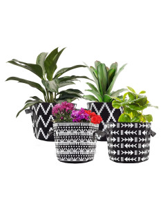Bolsas de Cultivo Darware 3 Galones Juego de 4 Boho Negro Blanco
