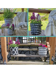 Bolsas de Cultivo Darware 3 Galones Juego de 4 Boho Negro Blanco 2