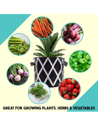 Bolsas de Cultivo Darware 3 Galones Juego de 4 Boho Negro Blanco