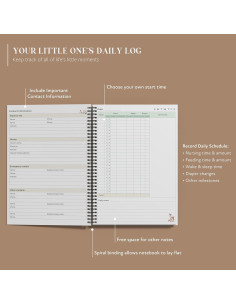 Diario de Registro para Bebés A5 Beige/Oro - 200 Páginas 2