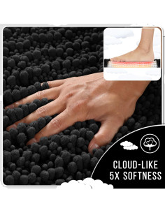 Conjunto de Alfombrillas de Baño Yimobra 2 Piezas Chenille Negro 2