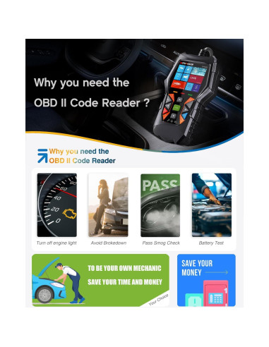 Escáner OBD2 MOTOPOWER MP69040 Lector de Códigos de Fallo