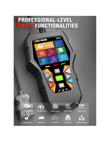 Escáner OBD2 MOTOPOWER MP69040 Lector de Códigos de Fallo