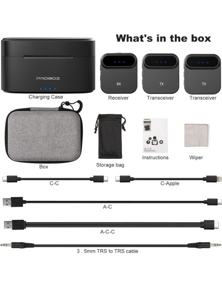 Micrófono Lavalier Inalámbrico Probox BT08 con Cancelación de Ruido