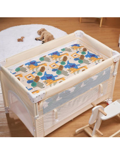 Sábana Ajustable TILLYOU para Pack and Play 99x69 cm Geometría Animal 2