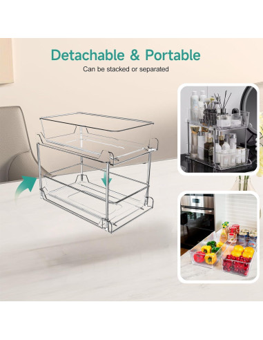 Organizador Bajo Fregadero AIYULONG 2 Niveles 30x19x25.4cm Negro