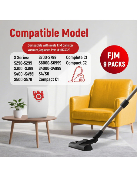 Bolsas de Polvo Reemplazo Miele FJM 9 Unidades + 6 Filtros