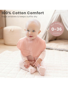 Baberos de Muselina Konssy 8 Pack 100% Algodón Ajustables 2