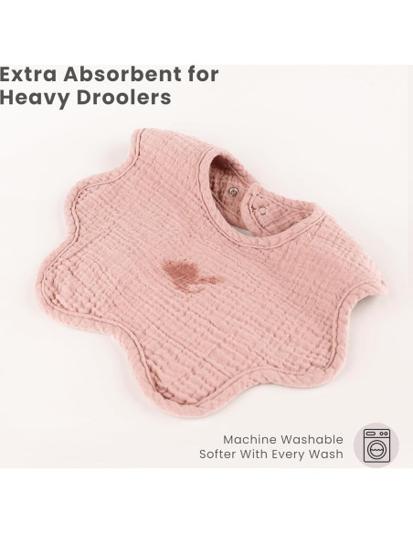 Baberos de Muselina Konssy 8 Pack 100% Algodón Ajustables