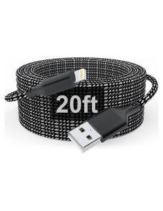 Cable de Carga Extra Largo 6.1 m MFi para iPhone Negro