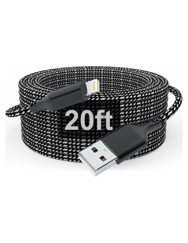 Cable de Carga Extra Largo 6.1 m MFi para iPhone Negro