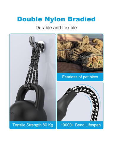 Cable de Carga Extra Largo 6.1 m MFi para iPhone Negro