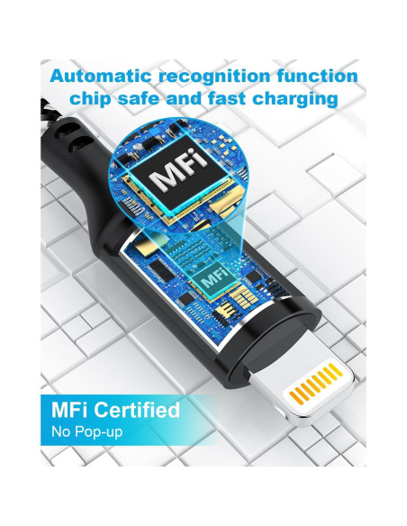 Cable de Carga Extra Largo 6.1 m MFi para iPhone Negro