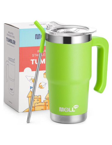 Vaso Reutilizable Mollcity 16 oz Acero Inoxidable Verde Manzana