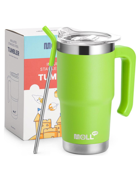 Vaso Reutilizable Mollcity 16 oz Acero Inoxidable Verde Manzana