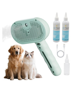 Cepillo de Vapor para Mascotas HESUSLA Verde 2 en 1 Deshedding