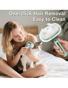 Cepillo de Vapor para Mascotas HESUSLA Verde 2 en 1 Deshedding 2