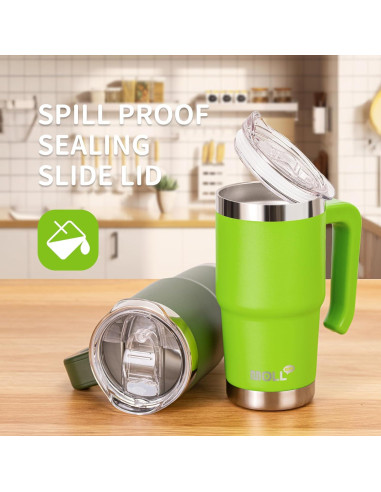 Vaso Reutilizable Mollcity 16 oz Acero Inoxidable Verde Manzana