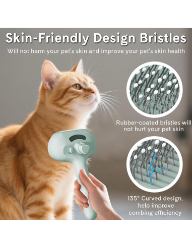 Cepillo de Vapor para Mascotas HESUSLA Verde 2 en 1 Deshedding