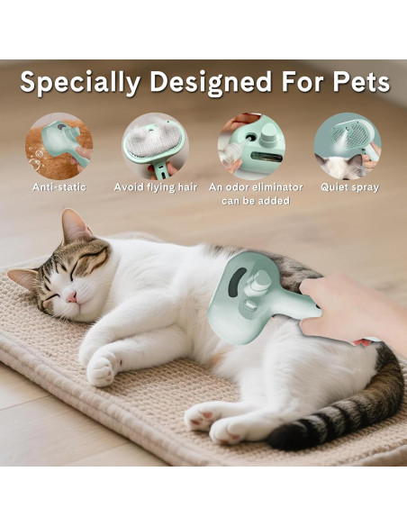 Cepillo de Vapor para Mascotas HESUSLA Verde 2 en 1 Deshedding