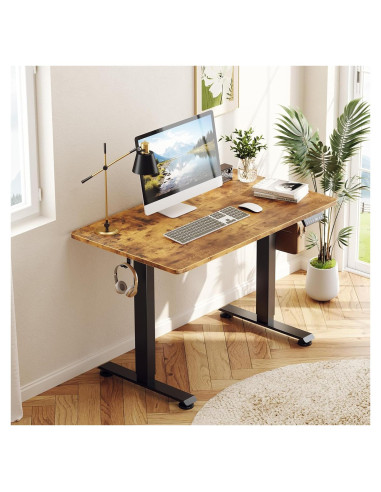 Escritorio Eléctrico Veken 100 cm Altura Ajustable Madera Marrón