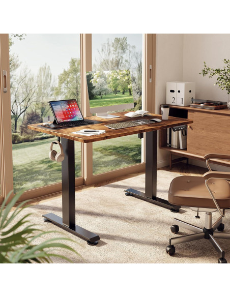 Escritorio Eléctrico Veken 100 cm Altura Ajustable Madera Marrón