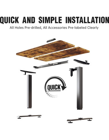 Escritorio Eléctrico Veken 100 cm Altura Ajustable Madera Marrón