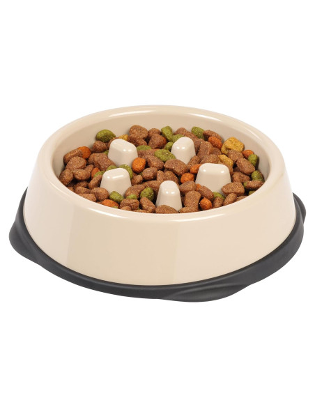 Tazón Antiahogo IRIS USA 2 Tazas Beige/Negro para Perros