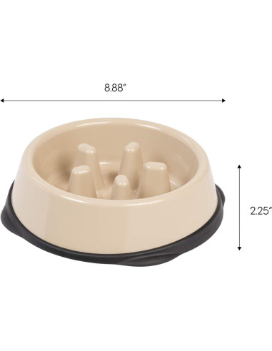 Tazón Antiahogo IRIS USA 2 Tazas Beige/Negro para Perros