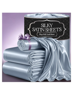 Juego de Sábanas de Satén DECOLURE Individual 3 Piezas Azul Bebé