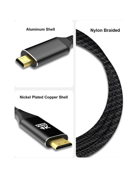 Cable Micro HDMI a Mini HDMI 0.91m KELink 18Gbps 8K 60Hz